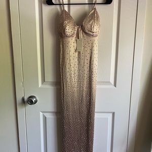 Fashion Nova Gold Rhinestone Gown